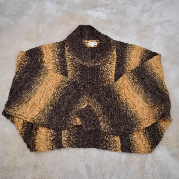POL Cropped Brown Striped Mock Neck Sweater Women’s Size Small - Picture 10 of 10